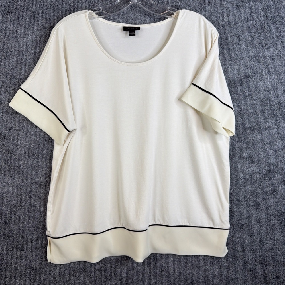J.Jill Wearever Top Women's Medium Cream Short Sleeve Stretch Blouse